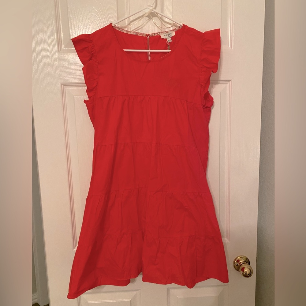 NWT Coral tiered ruffled sleeveless dress